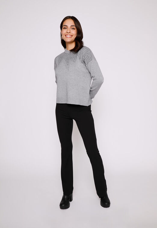 Sweater Mujer Gris Strass Family Shop