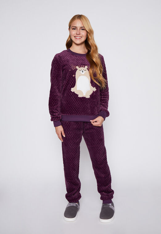 Pijama Mujer Gris Polar Motas Family Shop