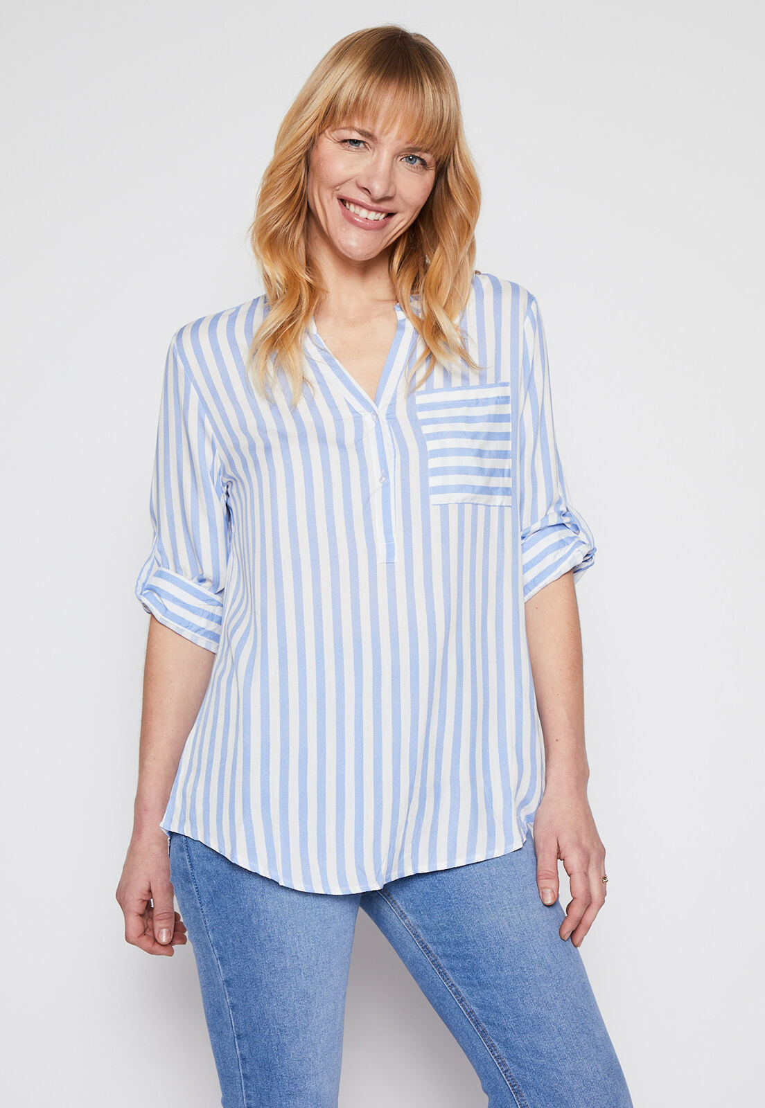 Blusa Manga Larga Rayada Blanco Family Shop