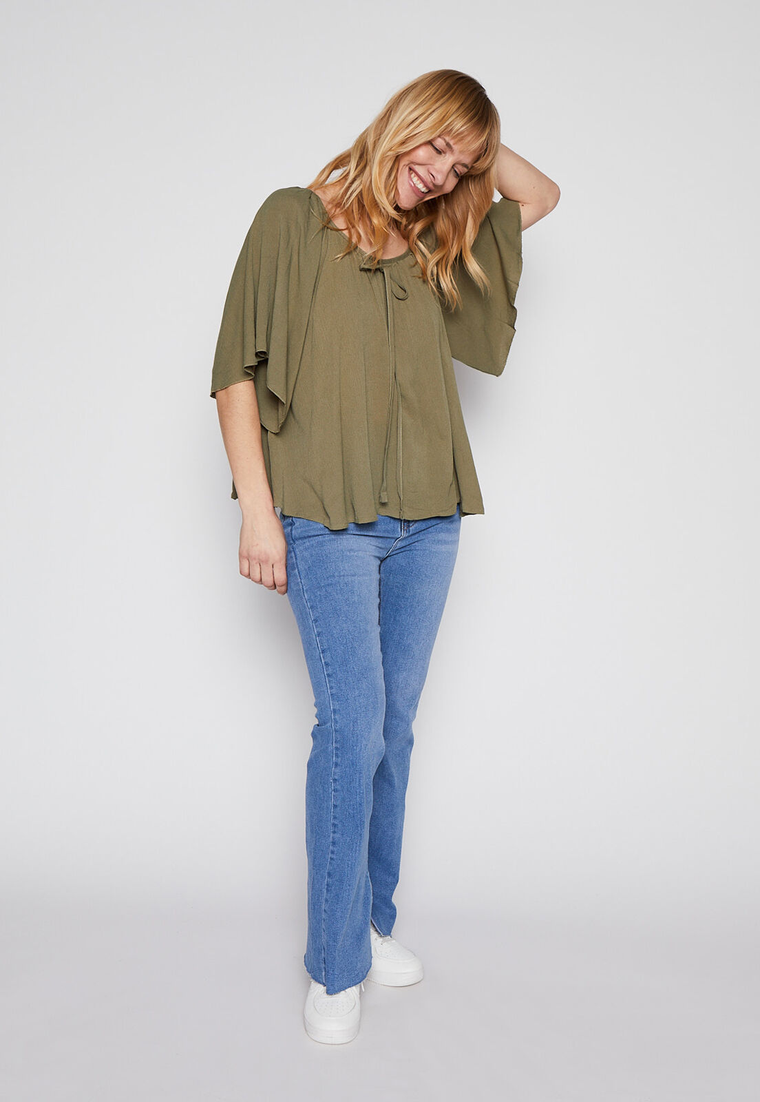 Blusa manga shop campana corta