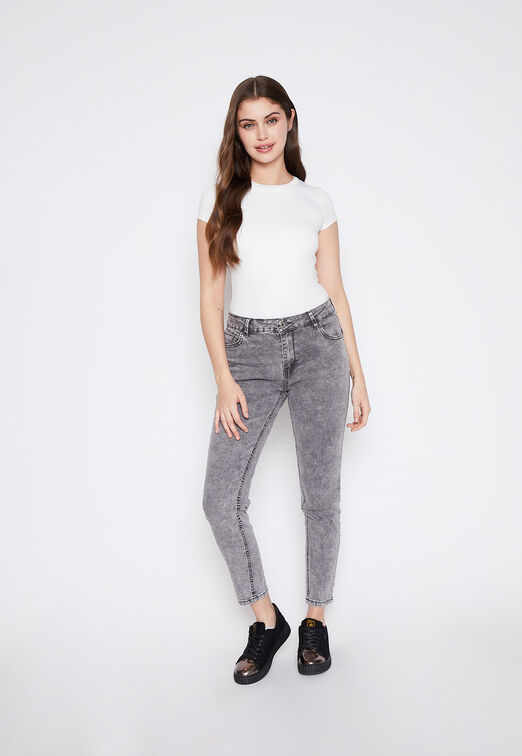 Jeans Mujer Gris Strass Pitillo Family Shop