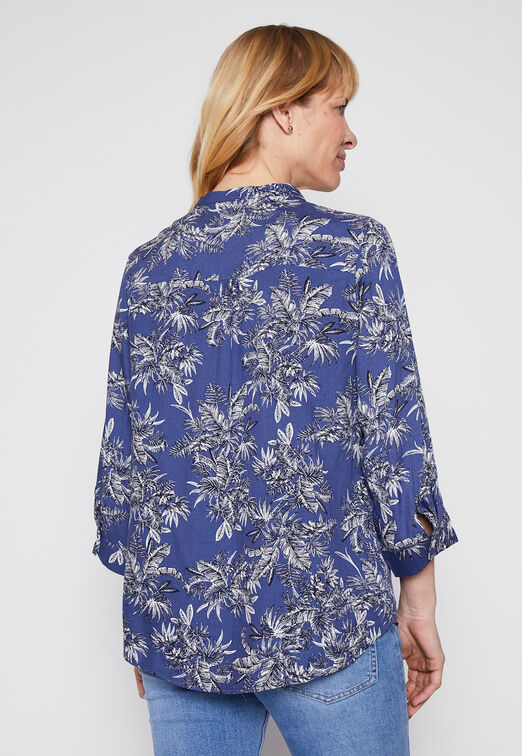 Blusa Manga 3/4  Mao Azul Family Shop