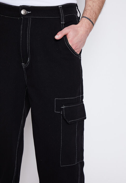 Jeans Hombre Negro Cargo Contraste Family Shop