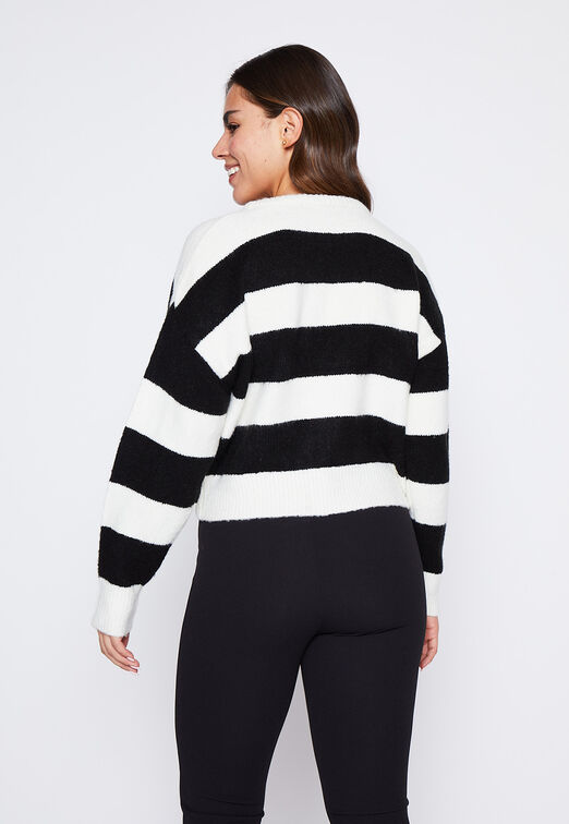 Sweater Mujer Negro Rayado Soft Family Shop