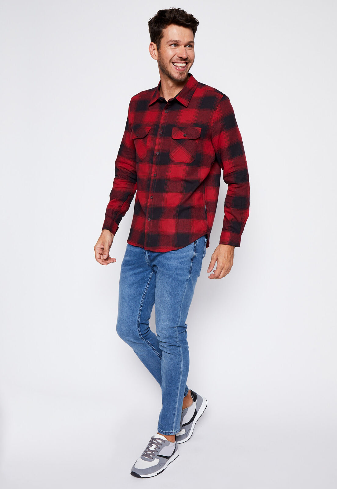 Camisa de franela roja hombre hot sale