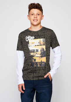 Polera Manga Larga Doble Negro Family Shop