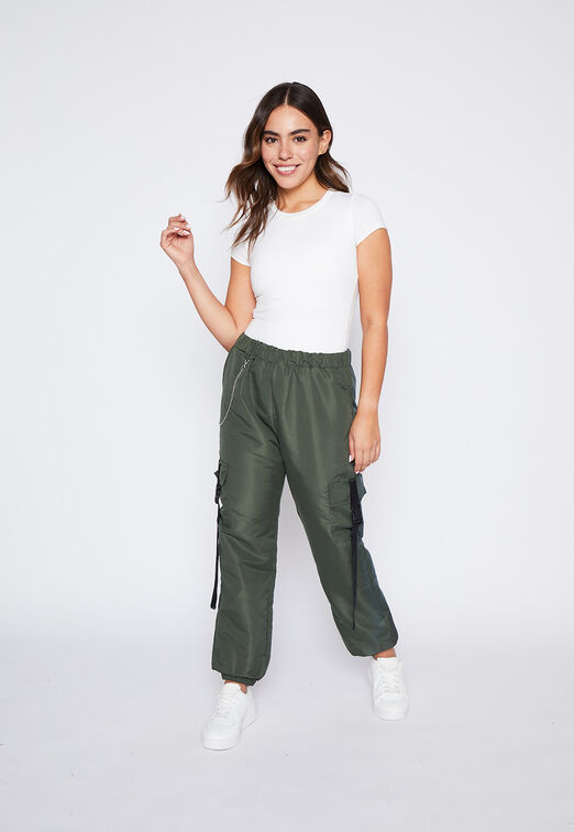 Pantalon Buzo Mujer Verde Cargo Pu o Family Shop