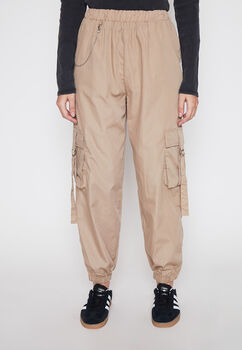 Pantalon Buzo Mujer Beige Cargo Pu o Family Shop