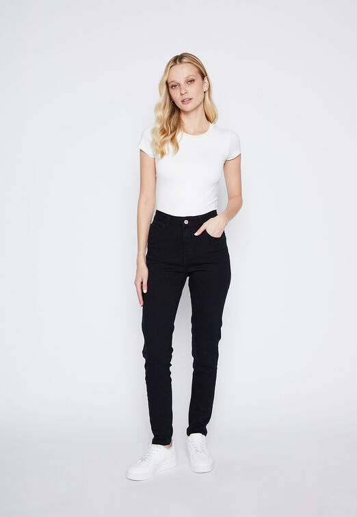 Jeans Mujer Negro Tiro Alto Family Shop