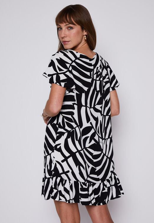 Vestido Manga Corta B&N Negro Family Shop