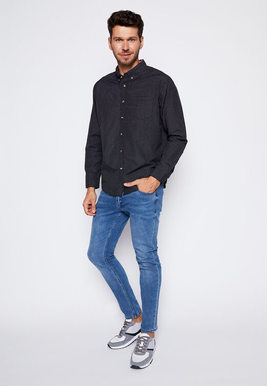 Camisa Plus Size Puntos Negro Family Shop