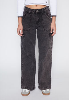 Jeans Lola Negro Wide Leg Cargo Family Shop