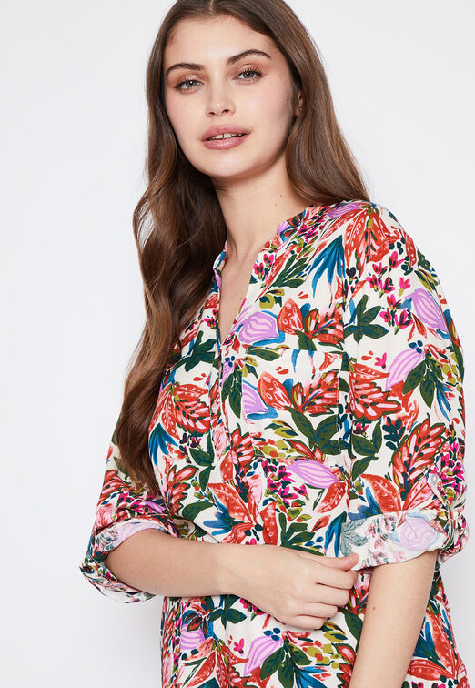 Blusa Mujer Crudo Flores Family Shop