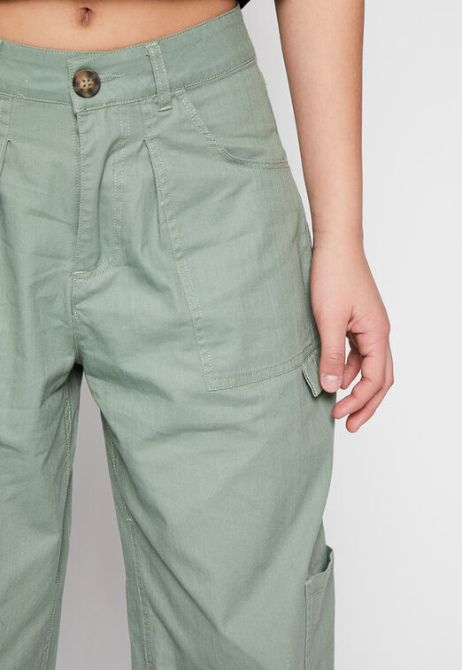 Pantalon Wid Leg Utility Verde Family Shop