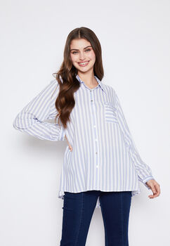 Blusa Mujer Azul Rayada Family Shop