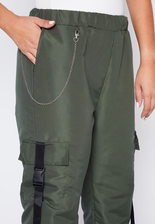 Pantalon Buzo Mujer Verde Cargo Pu o Family Shop