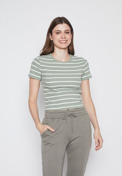 Polera Mujer Verde Rayada Family Shop