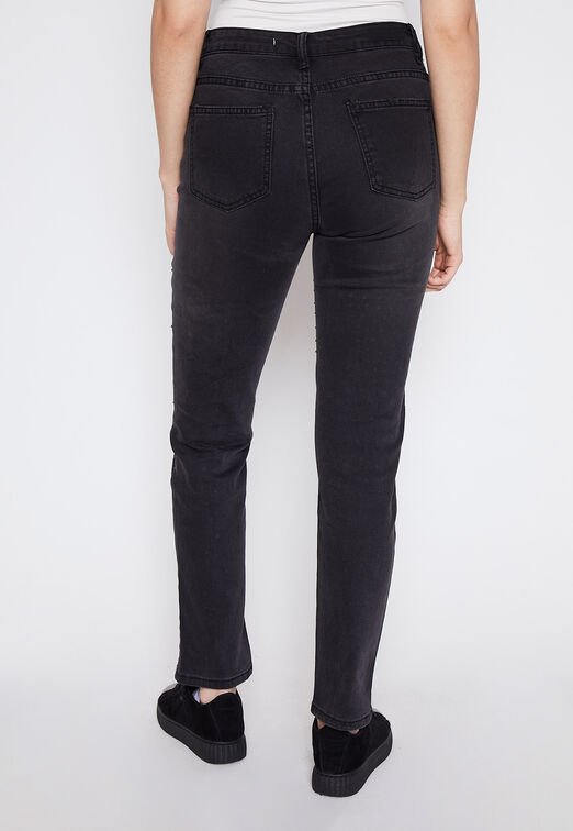 Jeans Mujer Negro Pitillo Strass Family Shop