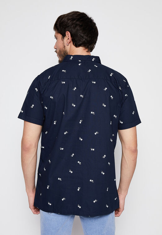 Camisa Manga Corta Palmeras Azul Family Shop