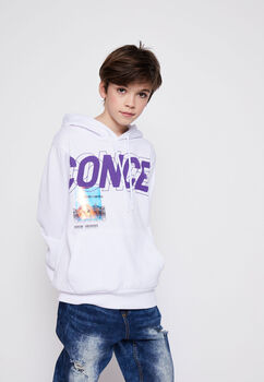 Poleron Print Holografico Blanco Family Shop