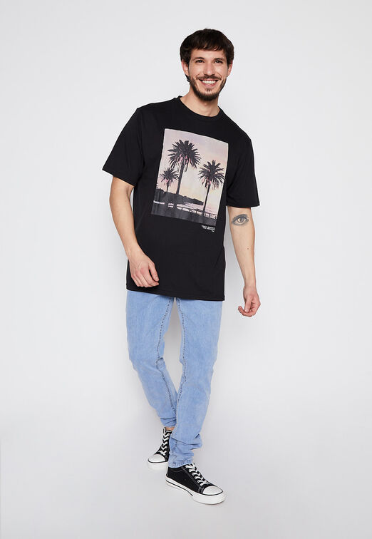 Polera Print Foto Summer Negro Family Shop