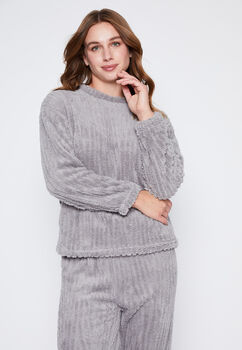 Pijama Mujer Gris Peludo Lisos Family Shop