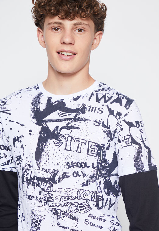 Polera Lolo Blanco Doble Mangas Family Shop