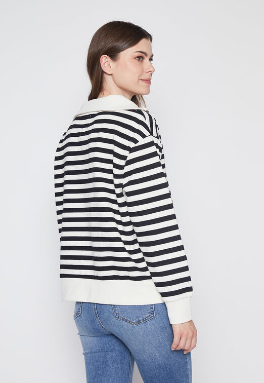 Poleron Mujer Crudo Rayado Cuello Family Shop