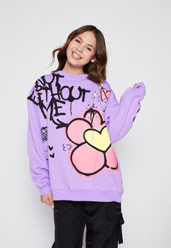 Poleron Sin Manga Oversize Graffiti Morado Family Shop