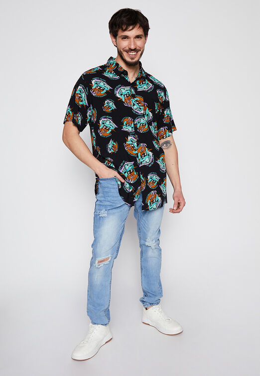 Camisa Manga Corta Guay Negro Family Shop