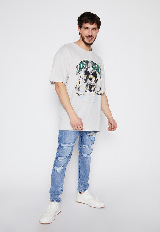 Polera Manga Cotton Gris Family Shop