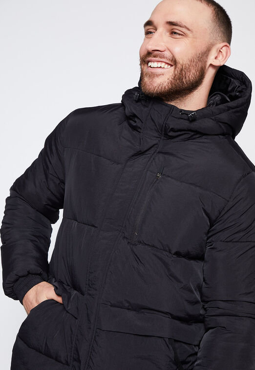 Parka Hombre Negro Con Gorro Solapa Family Shop