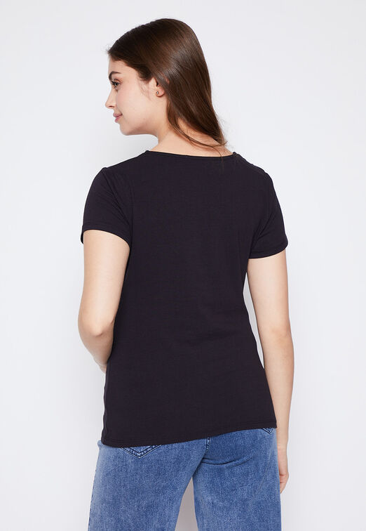 Polera Mujer Negro Flore Family Shop