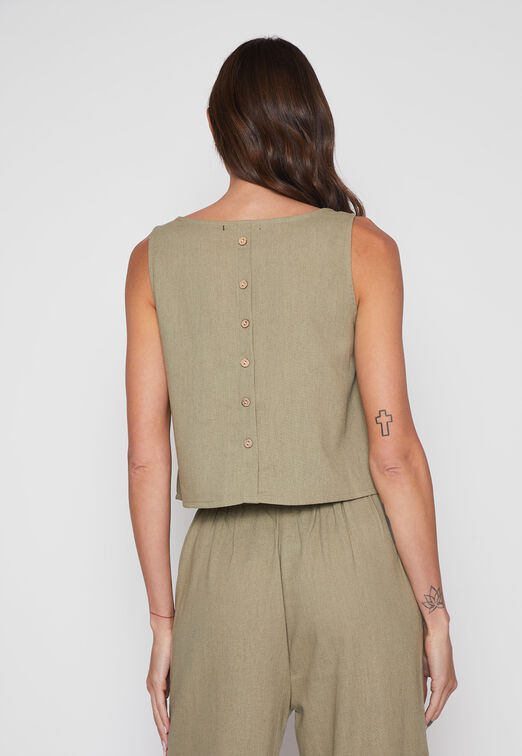 Blusa Mujer Verde Lino Sets Family Shop