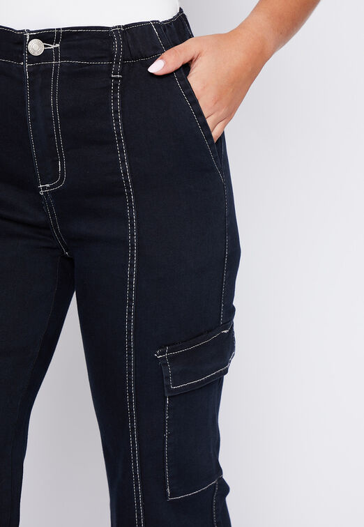 Jeans Mujer Negro Cargo Hilo Family Shop