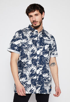 Camisa Manga Corta Tropical Blanco Family Shop