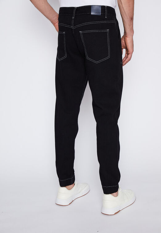 Pantalon Hombre Negro Jogger Costuras Family Shop