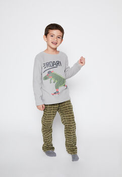Pijama Polar Aplicacion Gris Family Shop
