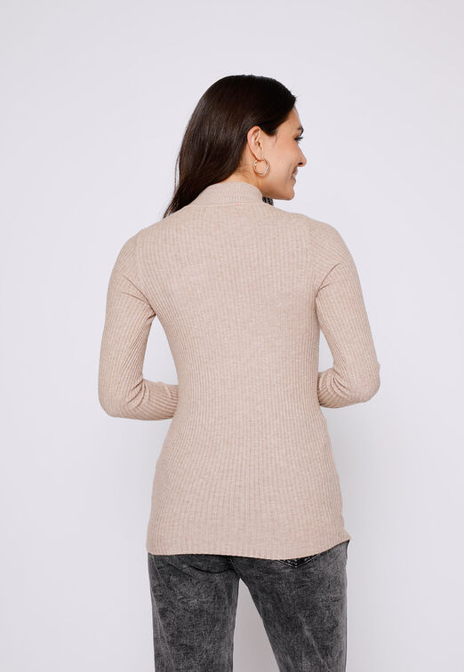 Sweater Mujer Beige Canuton Cuello Alto Family Shop