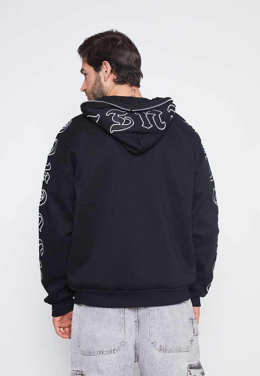 Poleron Hombre Negro Letras Family Shop