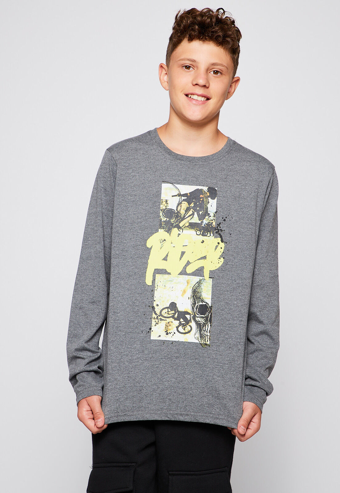 Polera Manga Larga Basico Estampado Acero Family Shop
