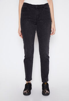 Jeans Mujer Negro Pitillo Strass Family Shop