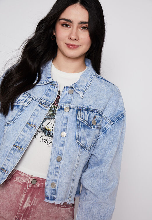 Chaqueta Oversize Denim Crop Celeste Family Shop