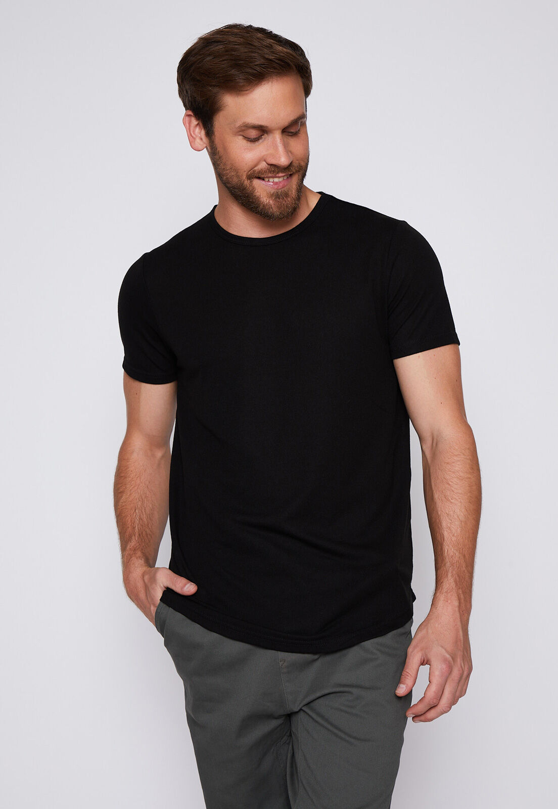 Polera Long Fit Basica Negro Family Shop
