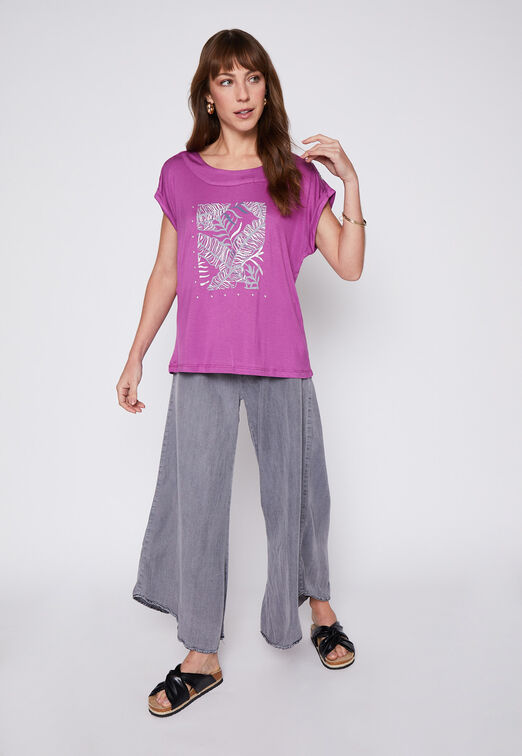 Polera Hojas Violeta Family Shop