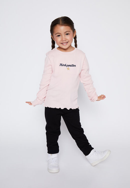 Polera Niña Rosado Rib Bordado Family Shop