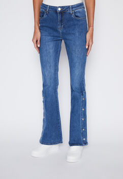 Jeans Mujer Azul Flare Botones Family Shop