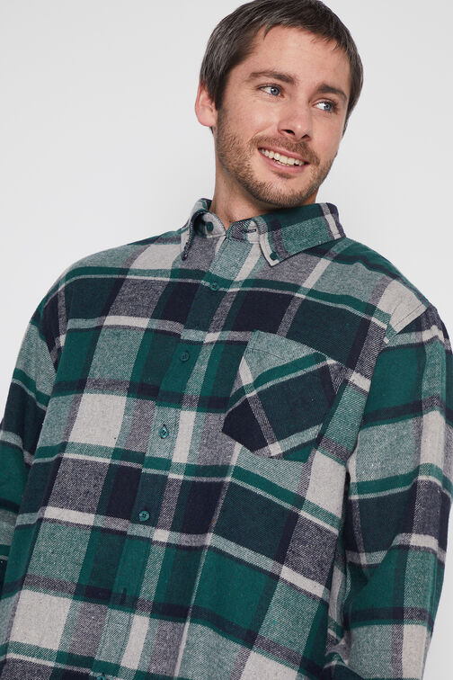 Camisa Hombre Verde Franela Cuadro  Family Shop
