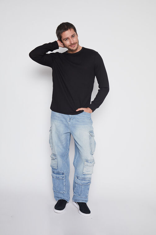 Polera Hombre Negro Wafles Family Shop