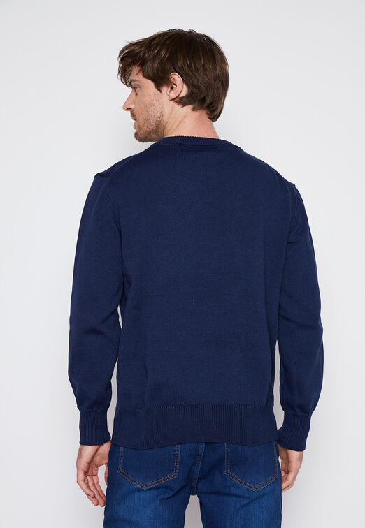 Sweater Hombre Azul Basic Cuello Redondo Family Shop